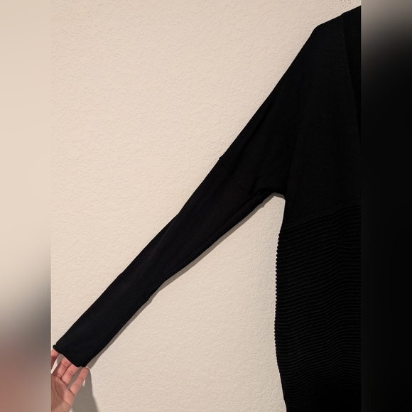 Lululemon Black 100% Merino Wool Ribbed Longline Open Front Sit In Lotus Wrap 6 - Picture 11 of 14